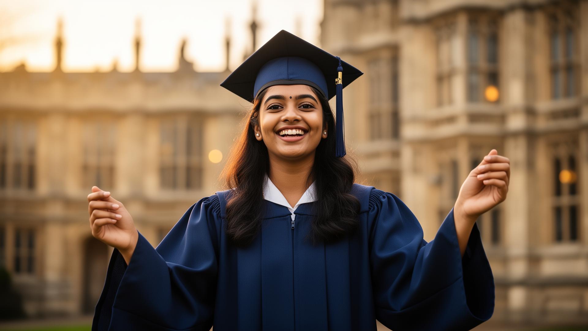 Indian student with scholarship certificate
